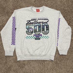 Gray Crewneck Sweater with Racing Theme